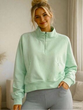 Vively Oversized Mint Green 1/4 Zip Sweater - Size L - NWOT
